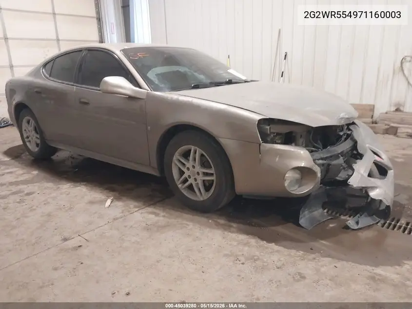2007 Pontiac Grand Prix Gt VIN: 2G2WR554971160003 Lot: 45039280