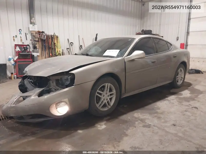2007 Pontiac Grand Prix Gt VIN: 2G2WR554971160003 Lot: 45039280