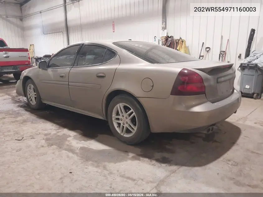 2007 Pontiac Grand Prix Gt VIN: 2G2WR554971160003 Lot: 45039280