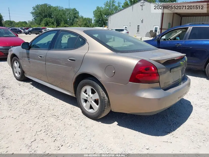 2007 Pontiac Grand Prix VIN: 2G2WP552071201512 Lot: 45290979