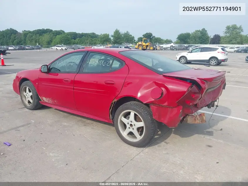 2007 Pontiac Grand Prix VIN: 2G2WP552771194901 Lot: 45310623
