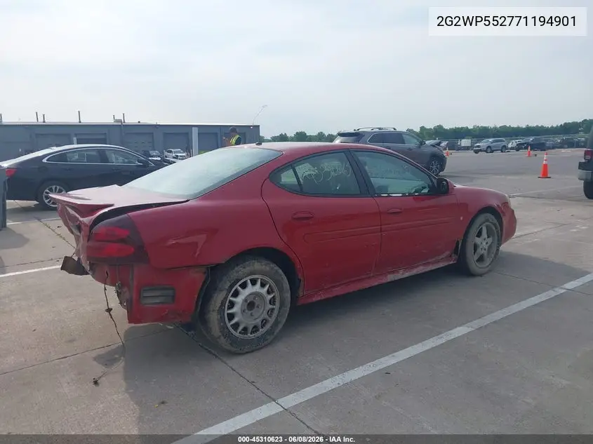 2007 Pontiac Grand Prix VIN: 2G2WP552771194901 Lot: 45310623