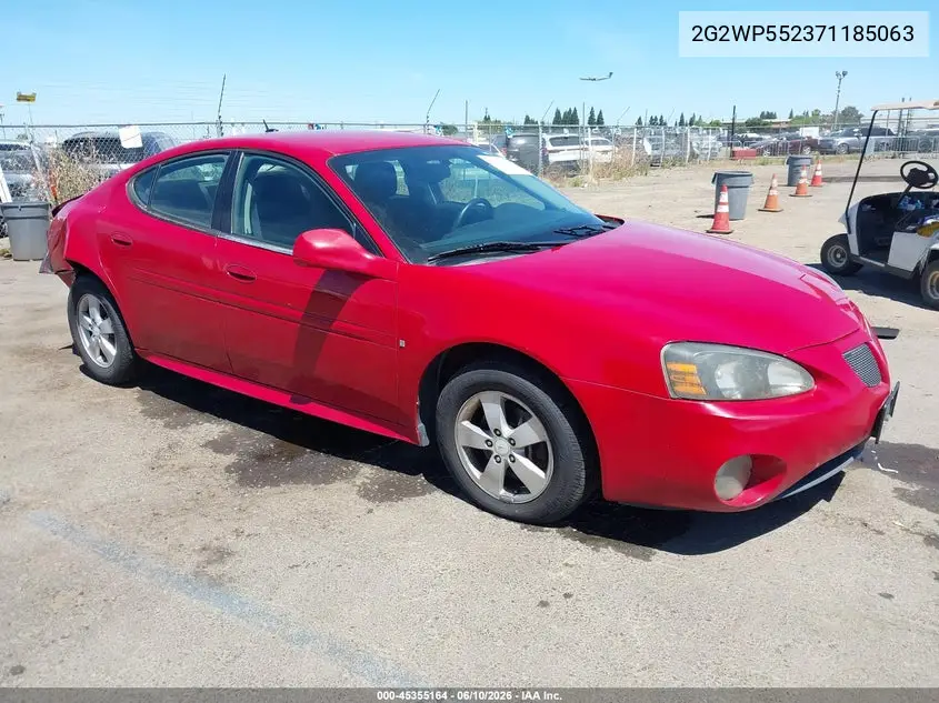 2007 Pontiac Grand Prix VIN: 2G2WP552371185063 Lot: 45355164