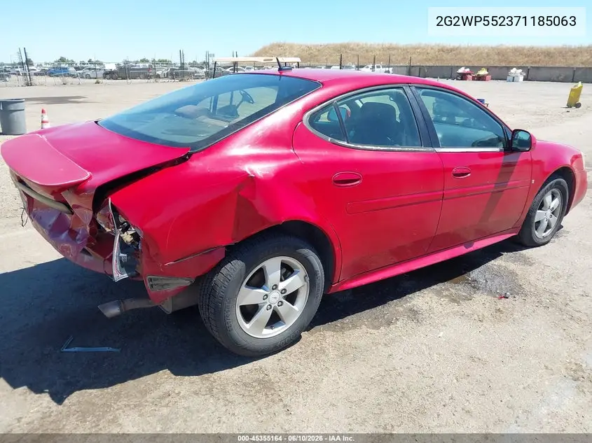 2007 Pontiac Grand Prix VIN: 2G2WP552371185063 Lot: 45355164
