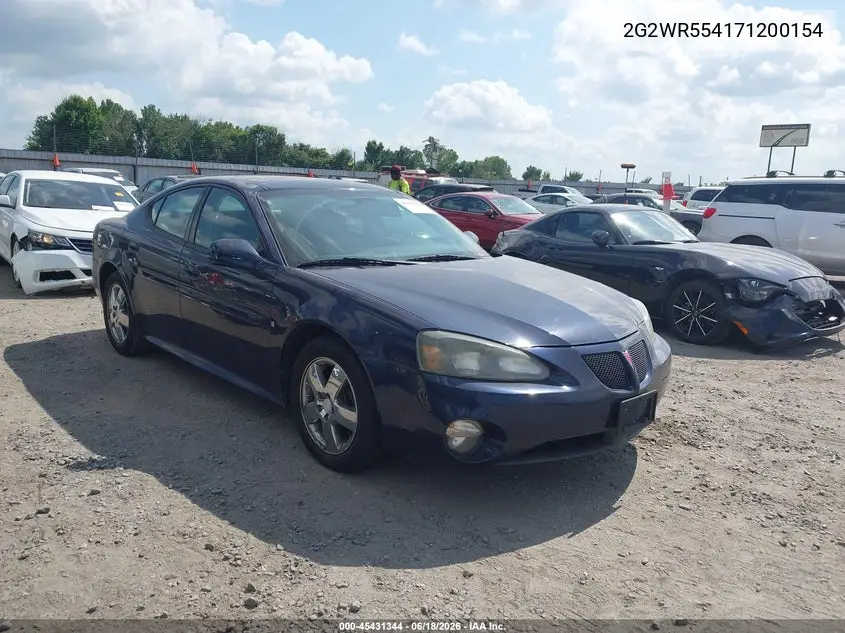 2007 Pontiac Grand Prix Gt VIN: 2G2WR554171200154 Lot: 45431344