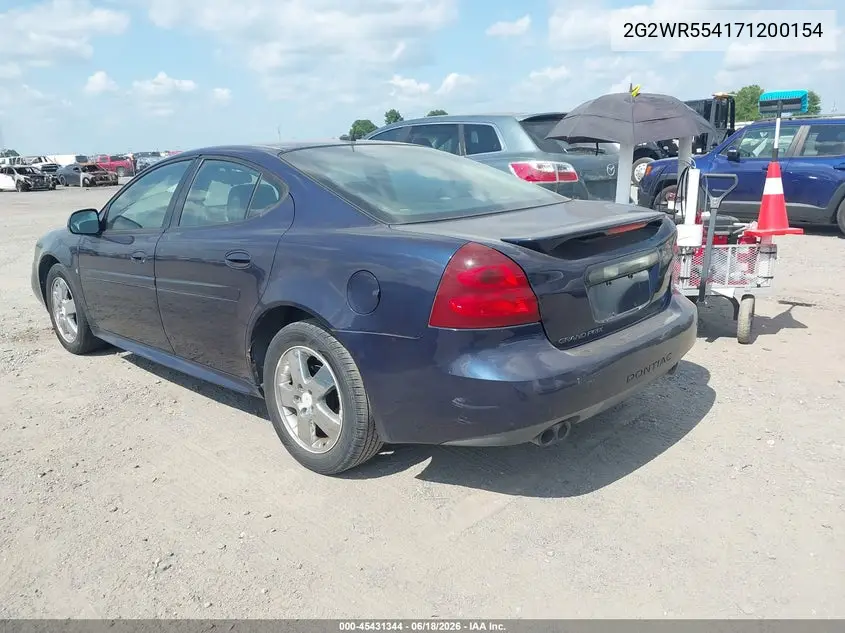 2007 Pontiac Grand Prix Gt VIN: 2G2WR554171200154 Lot: 45431344