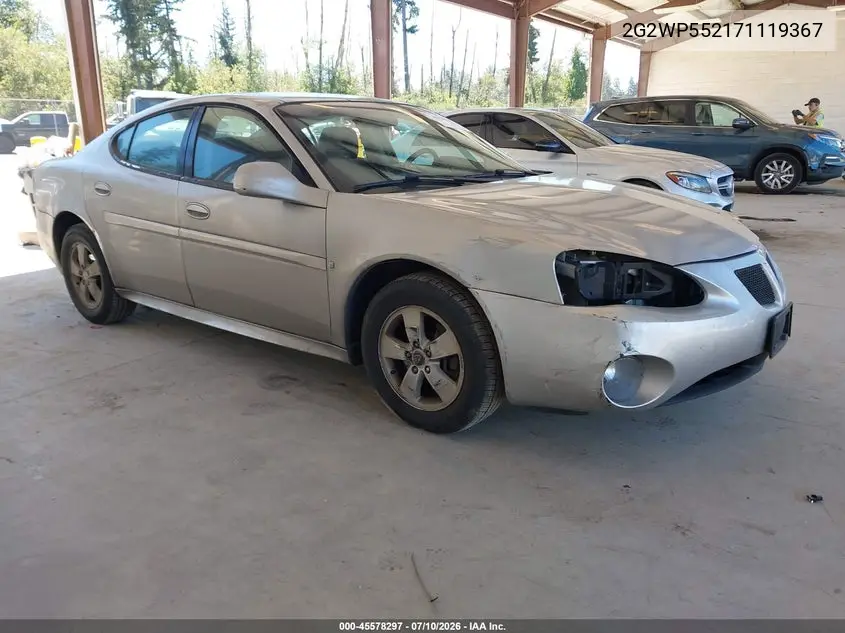 2007 Pontiac Grand Prix VIN: 2G2WP552171119367 Lot: 45578297