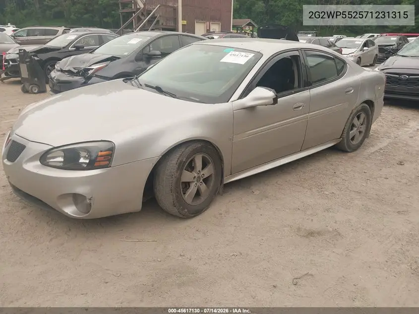 2007 Pontiac Grand Prix VIN: 2G2WP552571231315 Lot: 45617130