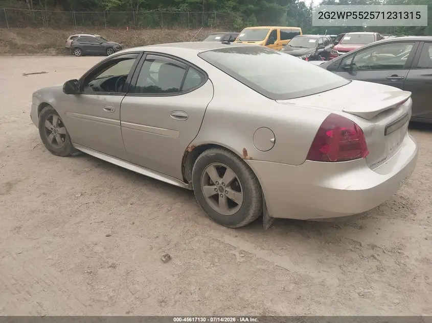2007 Pontiac Grand Prix VIN: 2G2WP552571231315 Lot: 45617130