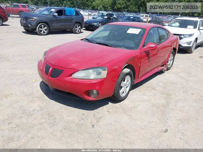 2007 Pontiac Grand Prix VIN: 2G2WP552171206203 Lot: 45625393