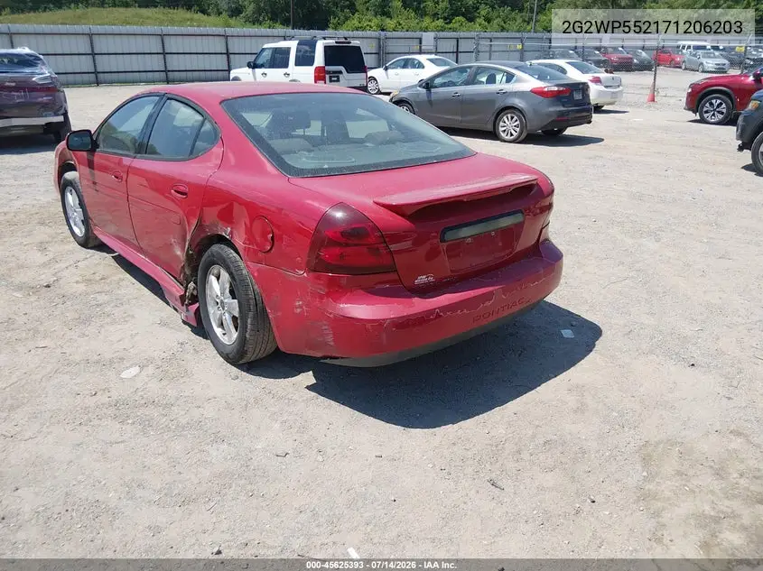 2007 Pontiac Grand Prix VIN: 2G2WP552171206203 Lot: 45625393