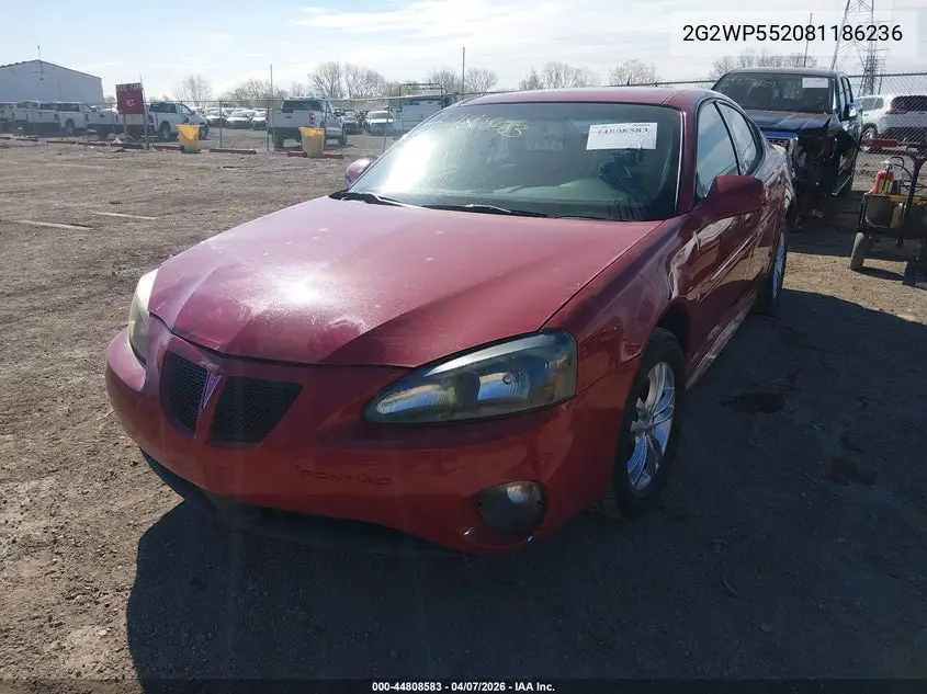 2008 Pontiac Grand Prix VIN: 2G2WP552081186236 Lot: 44808583
