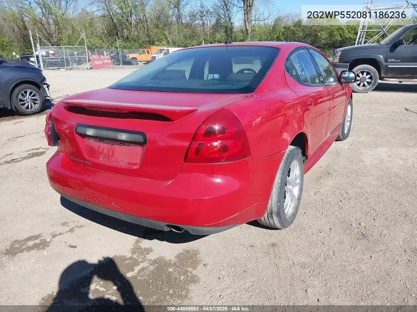 2008 Pontiac Grand Prix VIN: 2G2WP552081186236 Lot: 44808583