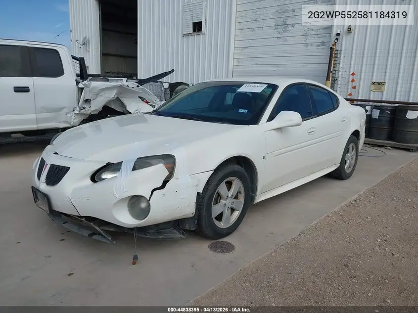 2008 Pontiac Grand Prix VIN: 2G2WP552581184319 Lot: 44838395