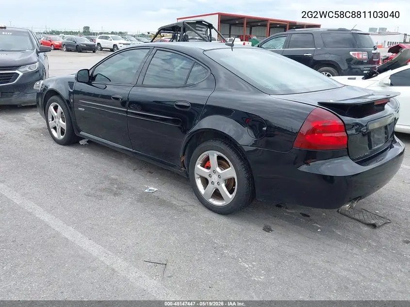 2008 Pontiac Grand Prix Gxp VIN: 2G2WC58C881103040 Lot: 45147447