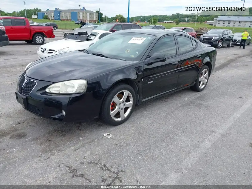 2008 Pontiac Grand Prix Gxp VIN: 2G2WC58C881103040 Lot: 45147447