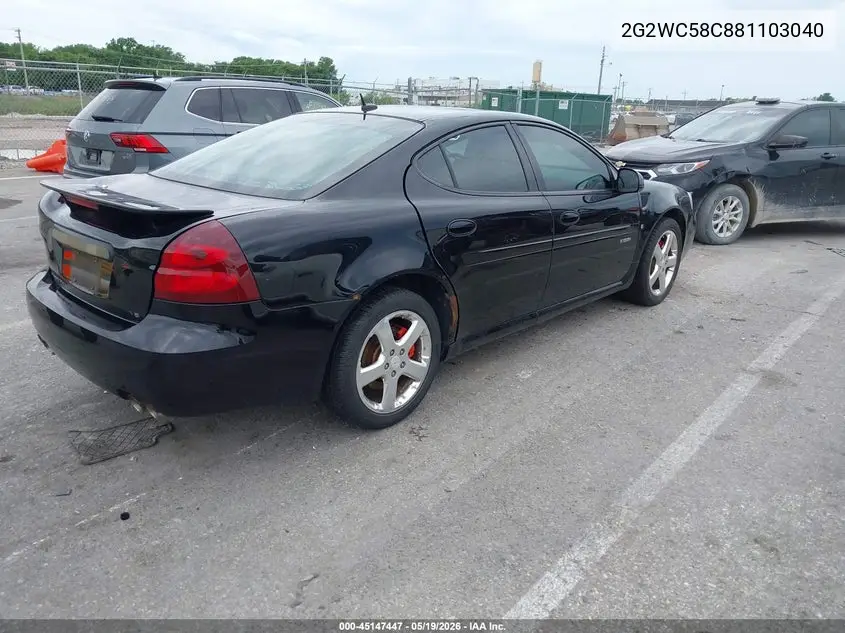2008 Pontiac Grand Prix Gxp VIN: 2G2WC58C881103040 Lot: 45147447