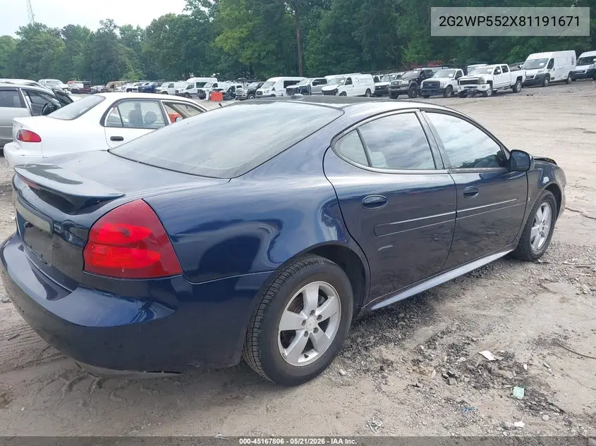 2008 Pontiac Grand Prix VIN: 2G2WP552X81191671 Lot: 45167806