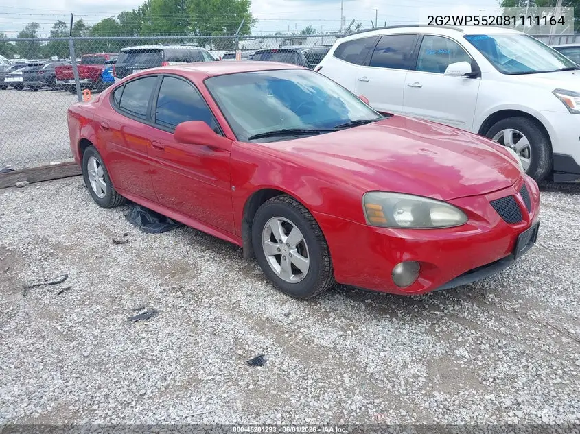 2008 Pontiac Grand Prix VIN: 2G2WP552081111164 Lot: 45201293