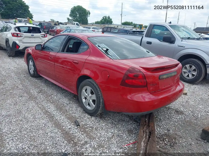 2008 Pontiac Grand Prix VIN: 2G2WP552081111164 Lot: 45201293