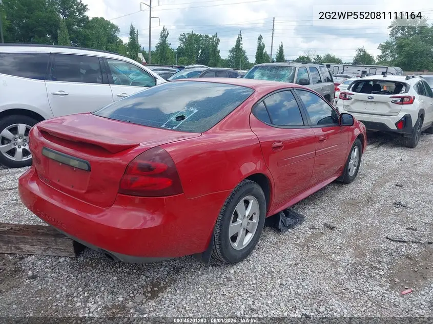 2008 Pontiac Grand Prix VIN: 2G2WP552081111164 Lot: 45201293