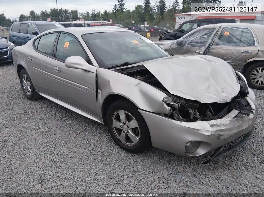 2008 Pontiac Grand Prix VIN: 2G2WP552481125147 Lot: 45267815