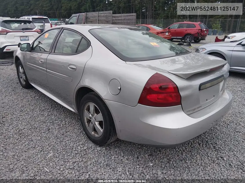2008 Pontiac Grand Prix VIN: 2G2WP552481125147 Lot: 45267815