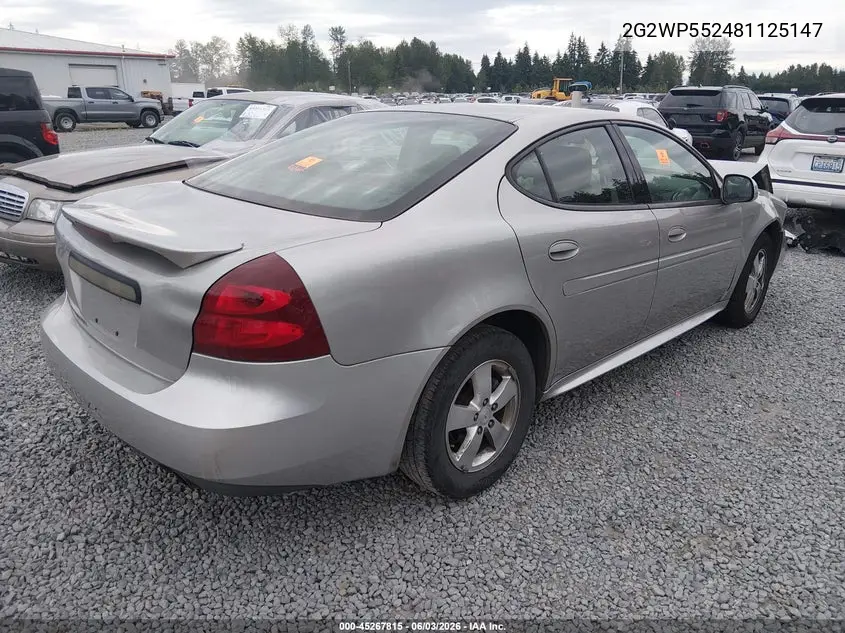 2008 Pontiac Grand Prix VIN: 2G2WP552481125147 Lot: 45267815