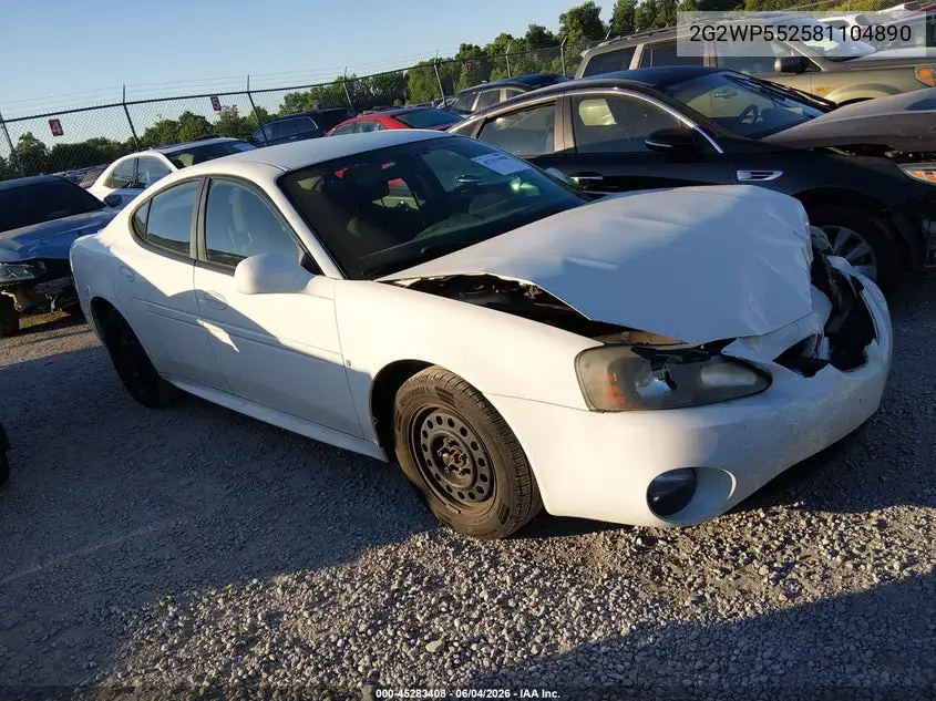 2008 Pontiac Grand Prix VIN: 2G2WP552581104890 Lot: 45283408