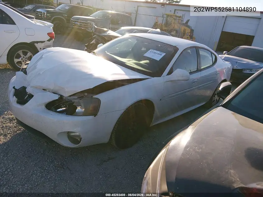 2008 Pontiac Grand Prix VIN: 2G2WP552581104890 Lot: 45283408