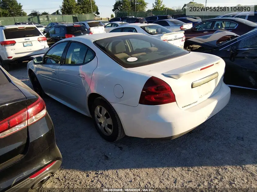 2008 Pontiac Grand Prix VIN: 2G2WP552581104890 Lot: 45283408