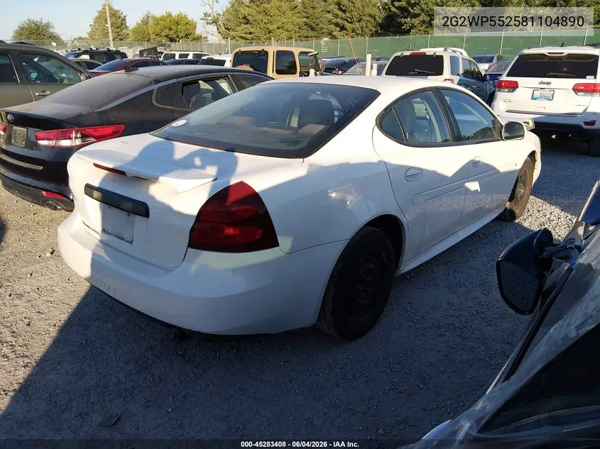 2008 Pontiac Grand Prix VIN: 2G2WP552581104890 Lot: 45283408