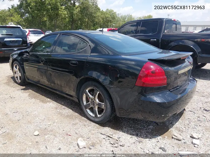2008 Pontiac Grand Prix Gxp VIN: 2G2WC55CX81172963 Lot: 45346700