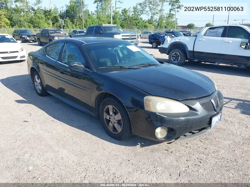 2008 Pontiac Grand Prix VIN: 2G2WP552581100063 Lot: 45488793