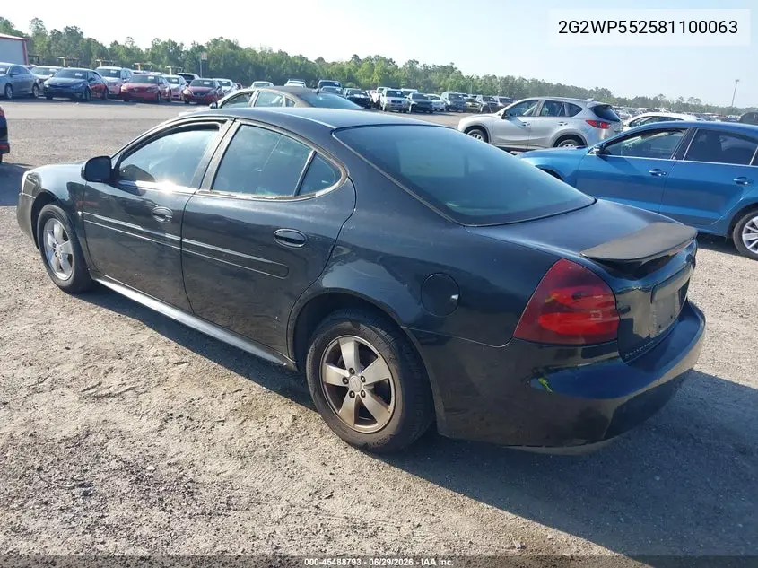 2008 Pontiac Grand Prix VIN: 2G2WP552581100063 Lot: 45488793
