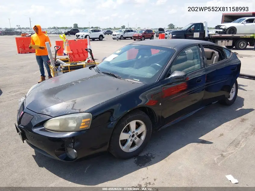 2008 Pontiac Grand Prix VIN: 2G2WP552X81158993 Lot: 45526324