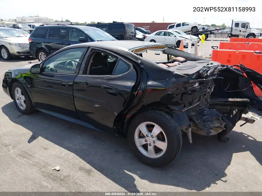 2008 Pontiac Grand Prix VIN: 2G2WP552X81158993 Lot: 45526324