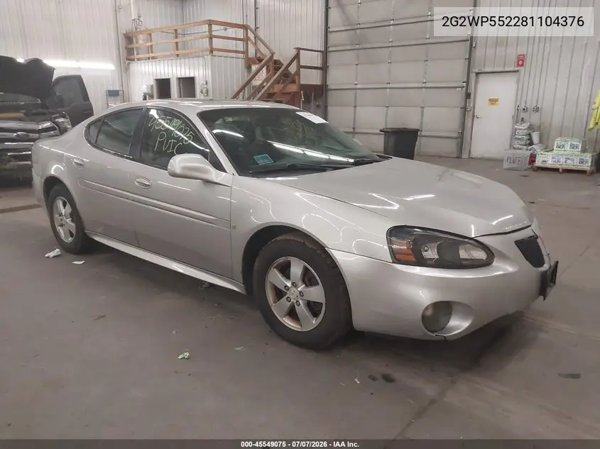 2008 Pontiac Grand Prix VIN: 2G2WP552281104376 Lot: 45549075
