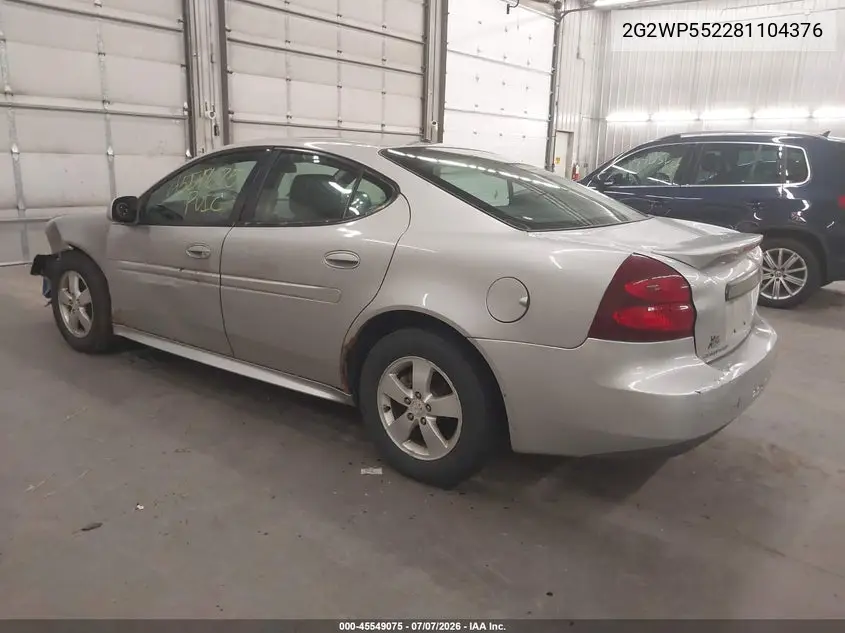 2008 Pontiac Grand Prix VIN: 2G2WP552281104376 Lot: 45549075