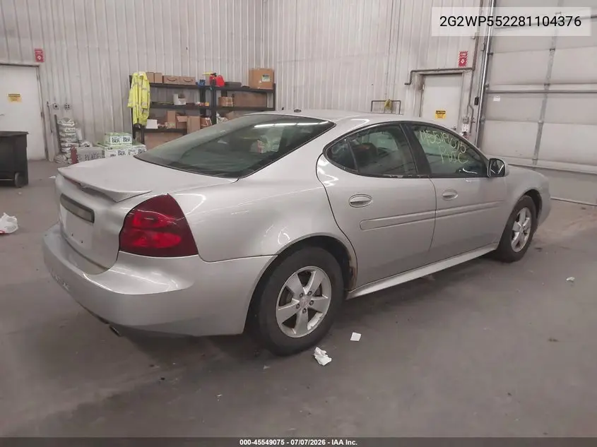2008 Pontiac Grand Prix VIN: 2G2WP552281104376 Lot: 45549075