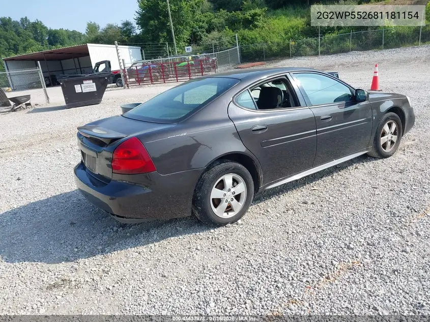 2008 Pontiac Grand Prix VIN: 2G2WP552681181154 Lot: 45637973