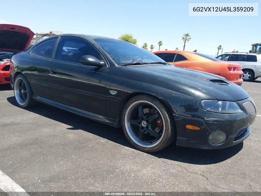 2005 Pontiac Gto VIN: 6G2VX12U45L359209 Lot: 45190529