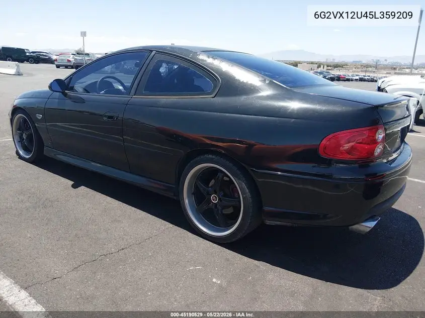 2005 Pontiac Gto VIN: 6G2VX12U45L359209 Lot: 45190529