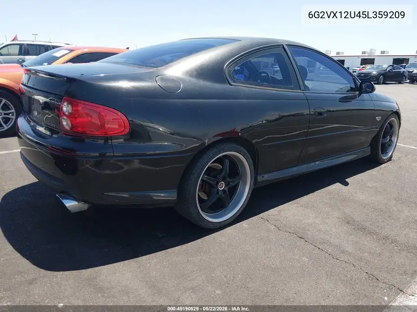 2005 Pontiac Gto VIN: 6G2VX12U45L359209 Lot: 45190529