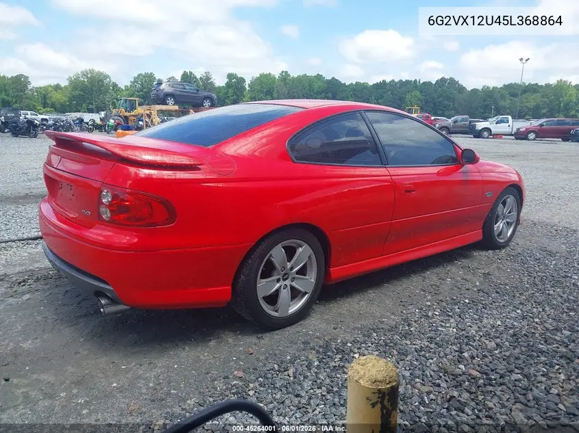 2005 Pontiac Gto VIN: 6G2VX12U45L368864 Lot: 45264001