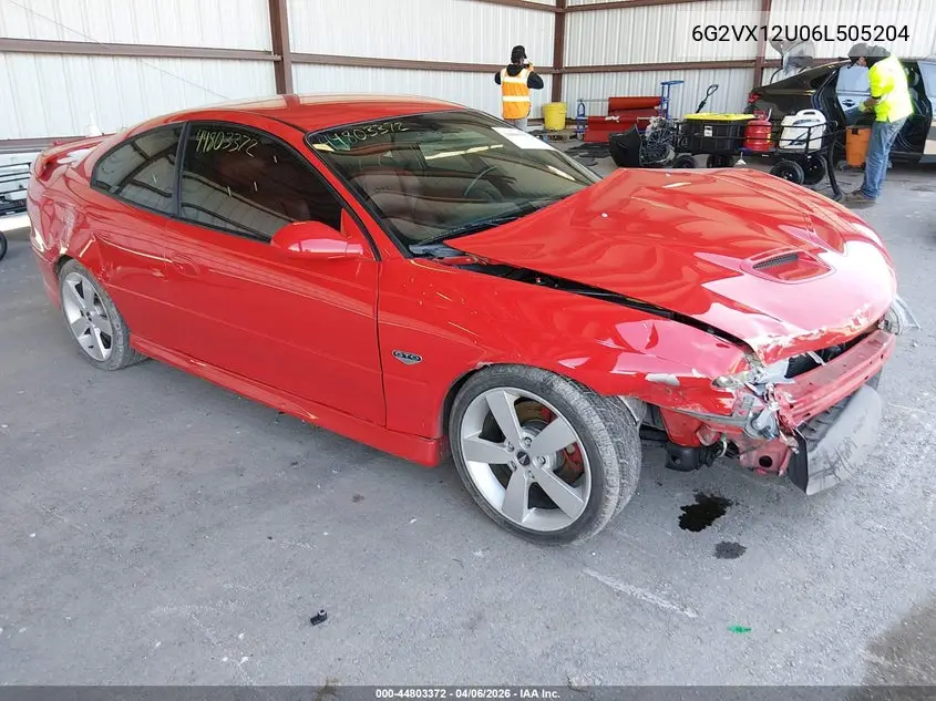 2006 Pontiac Gto VIN: 6G2VX12U06L505204 Lot: 44803372