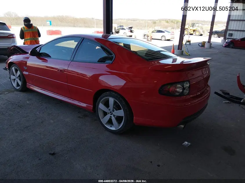 2006 Pontiac Gto VIN: 6G2VX12U06L505204 Lot: 44803372