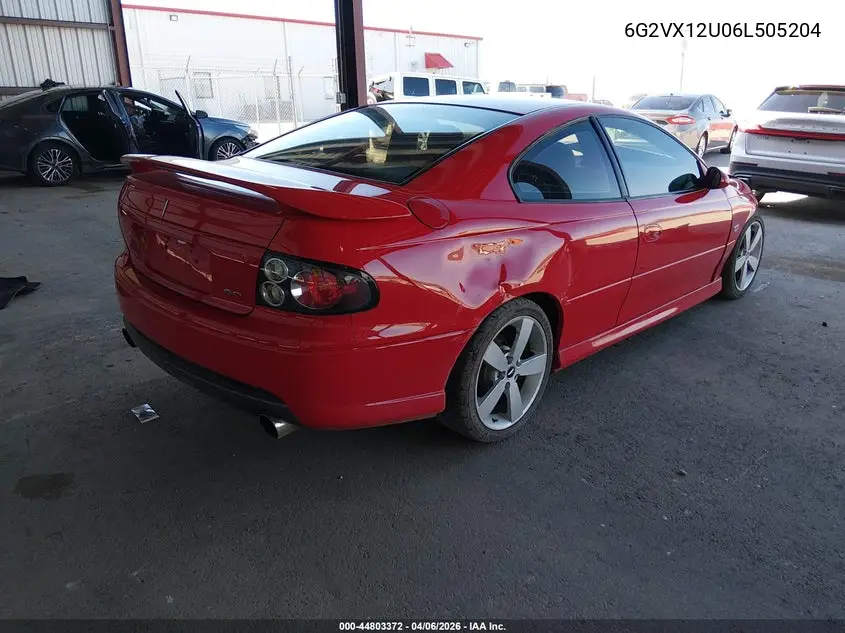 2006 Pontiac Gto VIN: 6G2VX12U06L505204 Lot: 44803372