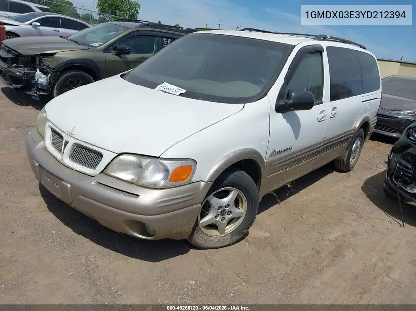2000 Pontiac Montana M16 VIN: 1GMDX03E3YD212394 Lot: 45268720