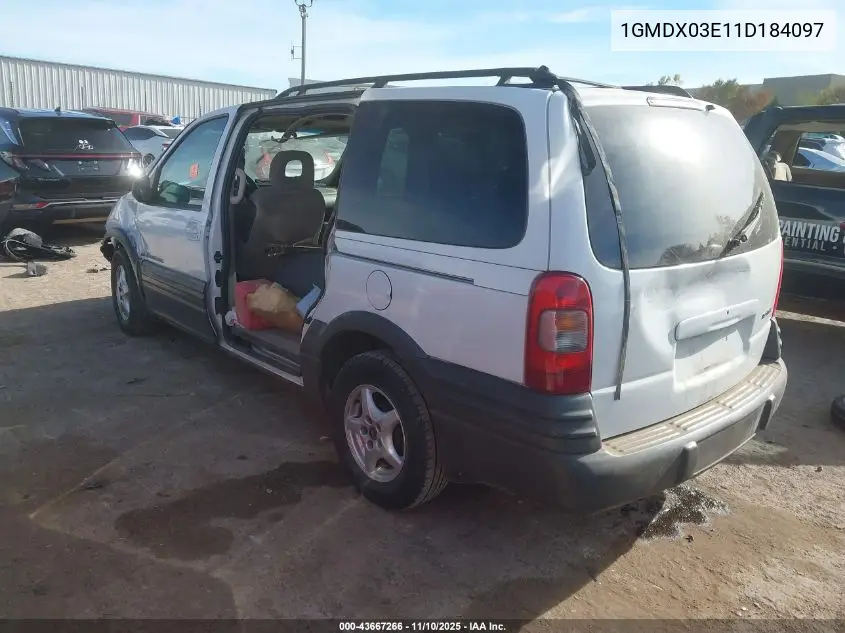 2001 Pontiac Montana M16 W/1Sd Pkg. VIN: 1GMDX03E11D184097 Lot: 43667266